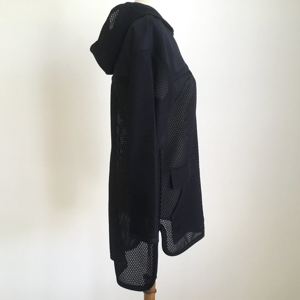 Zara Black Long Mesh Sport Hooded Jacket High Low - Picture 4 of 11